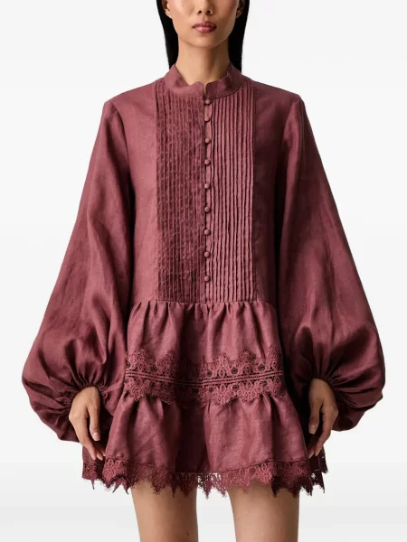Rochie Bardot din dantelă maro