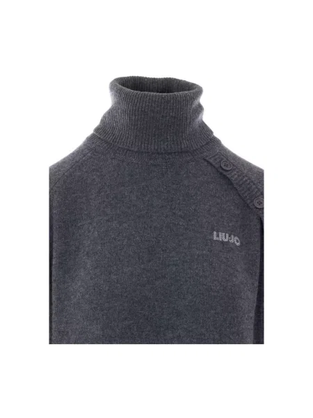 Lniany sweter z golfem Liu Jo szary
