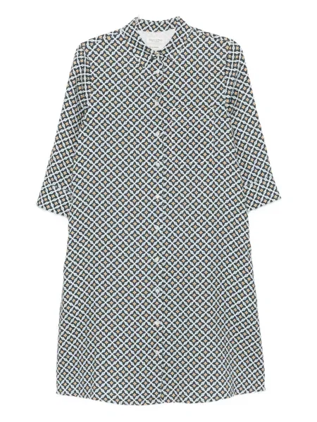 Rochie tip cămașă Marc O'polo cu imagine cu imprimeu geometric până la genunchi albastru