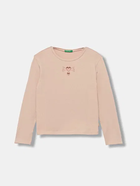 United Colors of Benetton tričko s dlouhým rukávem s růžové