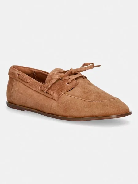 Calvin Klein mokasinke za žene od brušene kože ESS BOATSHOE SUEDE smeđa