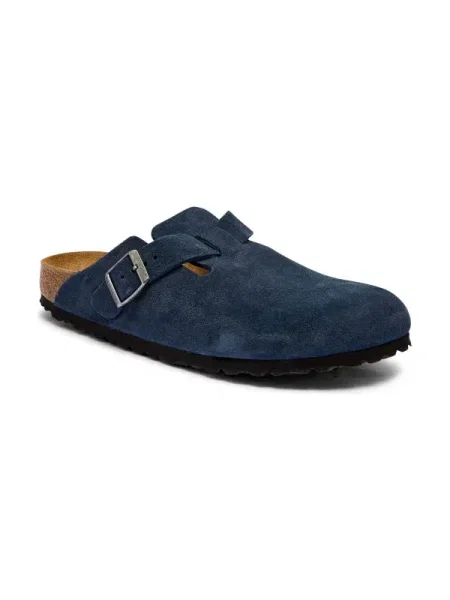 Birkenstock Mules încălțăminte Boston LEVE | narrow fit | piele întoarsă albastru