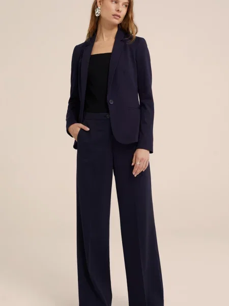 WE Fashion Pantaloni cu dungă bleumarin