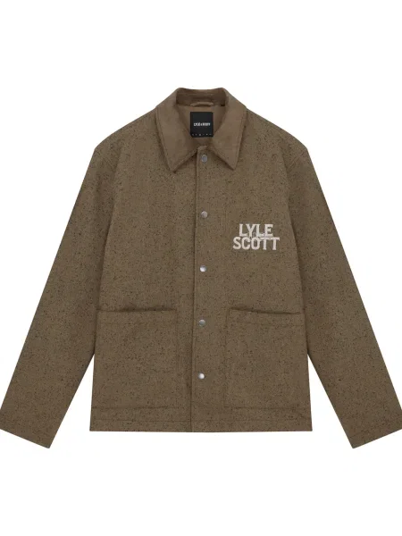 Lyle & Scott Prechodná bunda svetlohnedá / antracitová biela