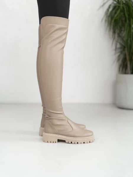 Ботфорты Emmelie Delage из искусственной кожи бежевые