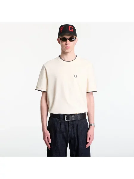 Tricou Fred Perry Pocket Detail Pique T-Shirt Ecru M