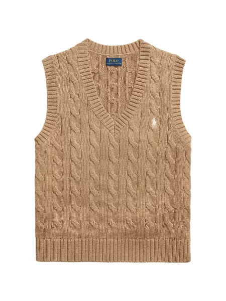 Fleece polo Polo Ralph Lauren με κέντημα με λαιμόκοψη v κόκκινο