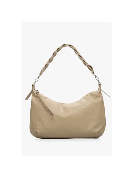 Кожаная сумка-багет Estro бежевая