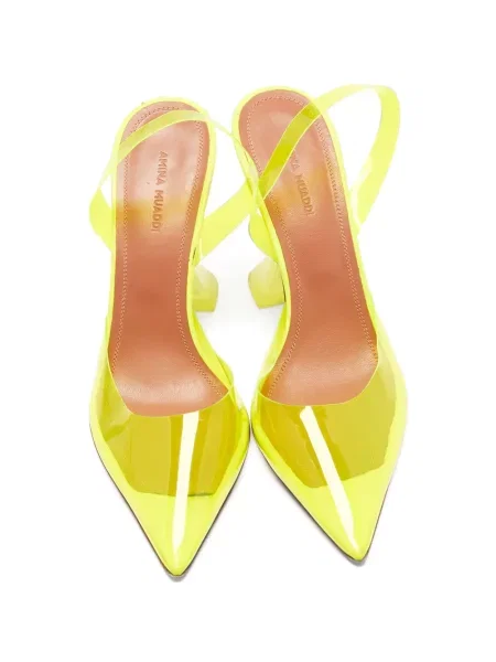 Pantofi cu toc Amina Muaddi slingback galben