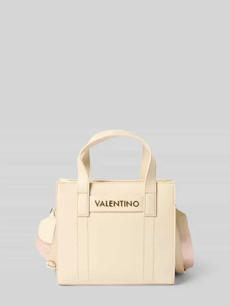 Lniana torebka Valentino Bags beżowa