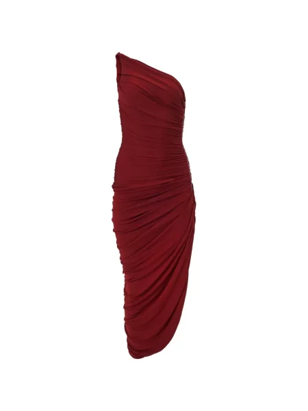 Rochie midi Carolina Herrera cu volane asimetrică până la genunchi roșu