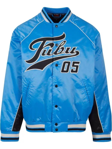 FUBU Geacă de primăvară-toamnă Varsity albastru regal / negru alb
