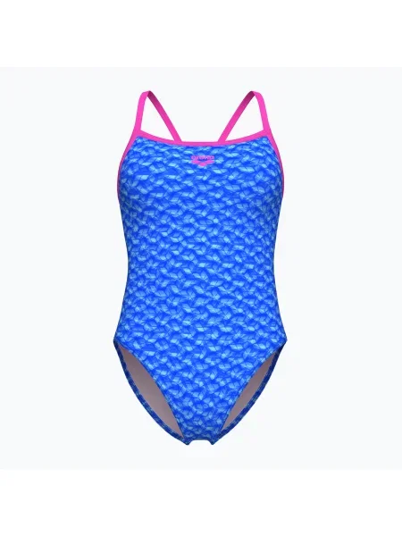 Costum de baie dintr-o singură piesă pentru femei arena Monogram Challenge spate river multi/roz șocant albastru