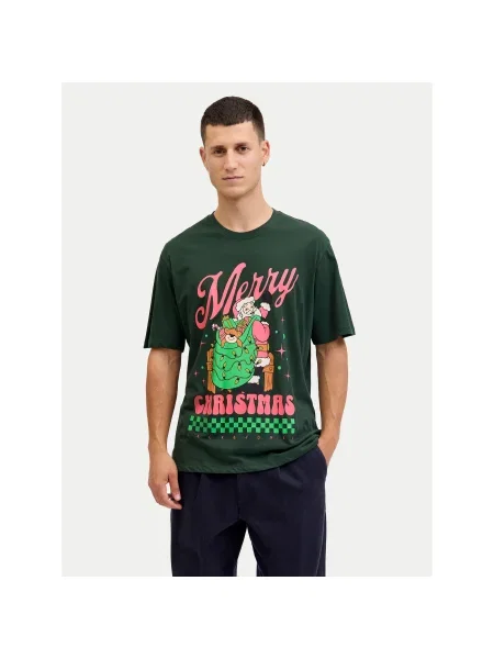 Jack & Jones Póló Holiday Cartoon zöld