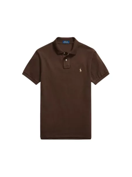 Koszulka polo Polo Ralph Lauren z siateczką z siateczki brązowa