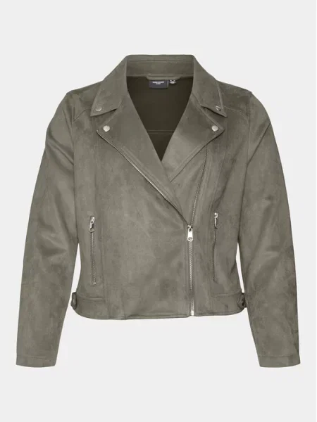 Μπουφάν από απομίμηση δέρματος Vero Moda Curve γκρι