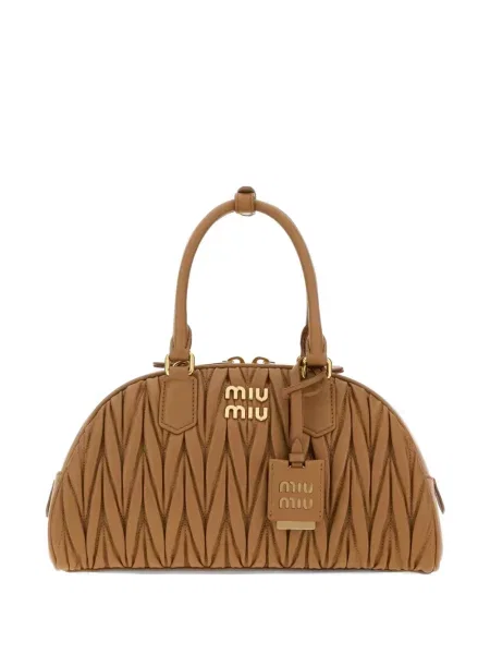Geantă shopper Miu Miu din piele maro