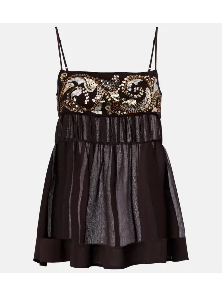 Top Xu Zhi din șifon maro