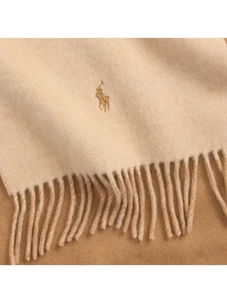 Szal z czystej wełny z wyhaftowanym logo Polo Ralph Lauren beżowa
