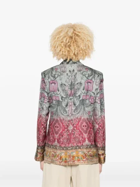 Geacă Pierre-louis Mascia de mătase cu model floral cu imagine albastru