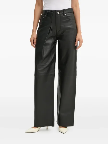 Pantaloni Won Hundred din piele plisate negru