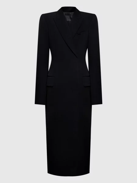 Шерстяное двубортное пальто Thierry Mugler черное