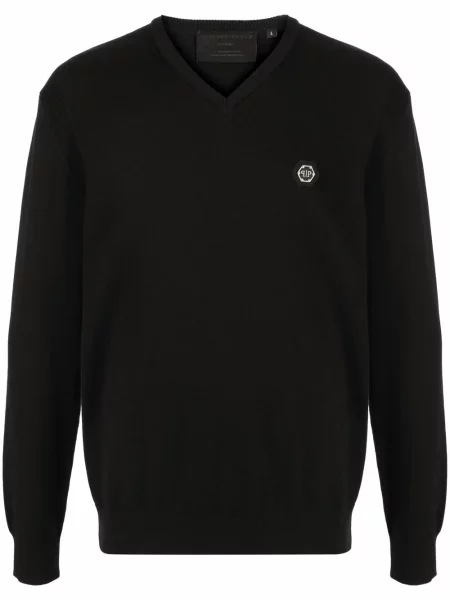 Pulover Philipp Plein cu decolteu în V negru