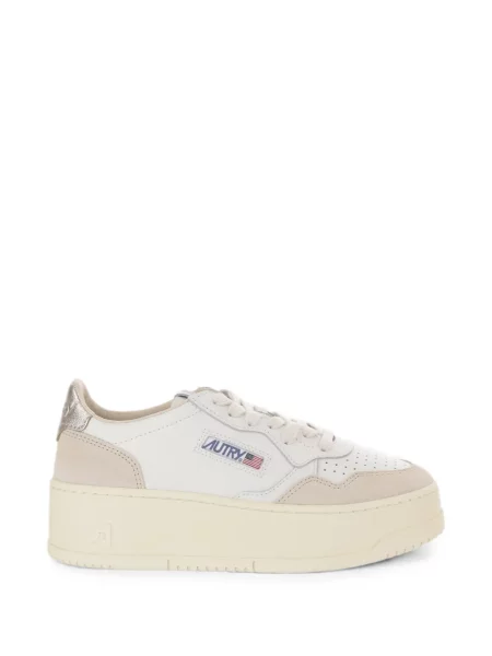 Sneakerși Autry din piele de căprioară cu platformă alb