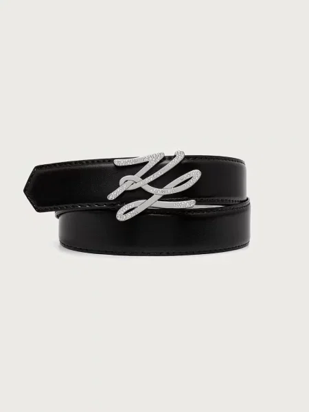 Karl Lagerfeld curea reversibilă pentru femei din piele negru