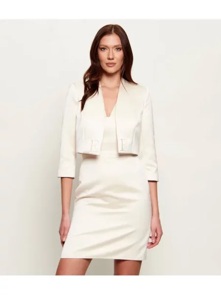Elisabetta Franchi De satin rochie + jachetă alb