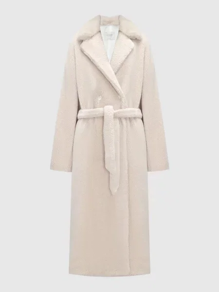 Двобортне пальто з хутром норки Enrico Mandelli біле