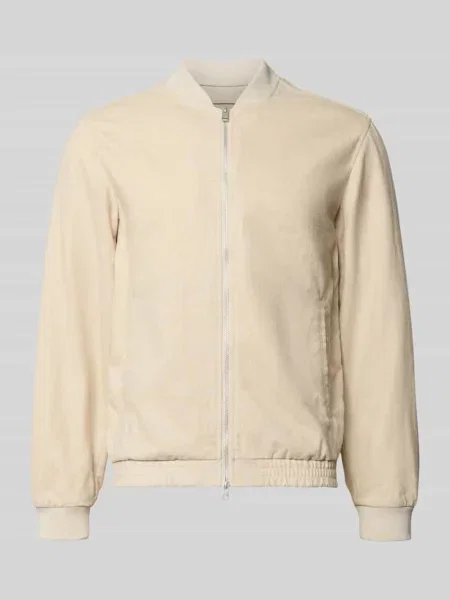 Kurtka z mieszanki bawełny i lnu z zamkiem błyskawicznym dwustronnym Jack & Jones Premium beżowa