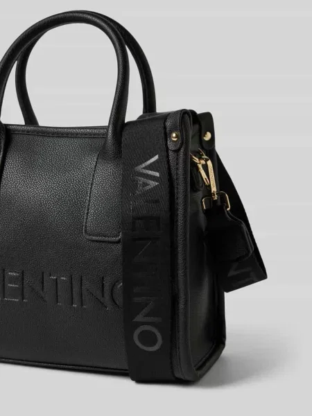 Lniana torebka Valentino Bags czarna