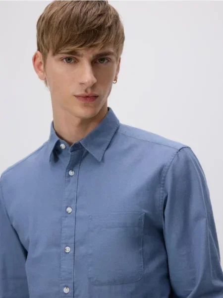 Reserved Cămașă regular cu conținut ridicat de in albastru-deschis albastru