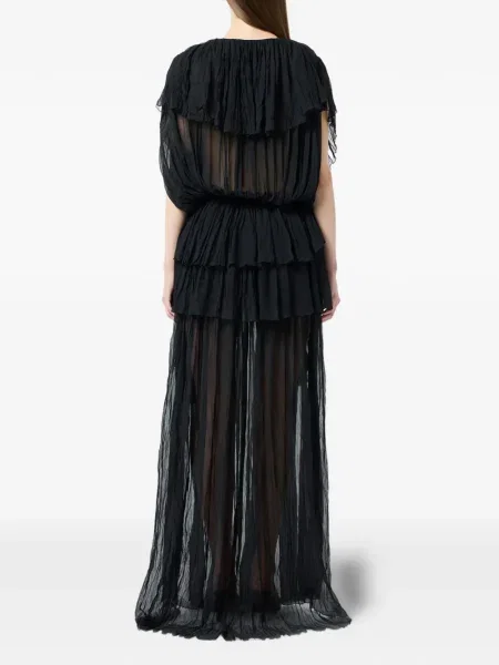 Костюм рокля Blumarine с волани с дантела черно