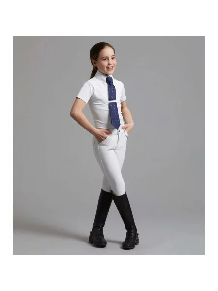 Dziewczęca koszulka do jazdy konnej Premier Equine Luciana biała
