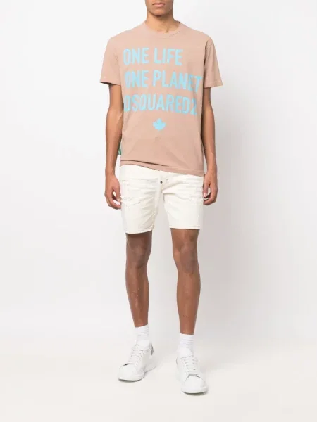Tričko Dsquared2 s potiskem hnědé