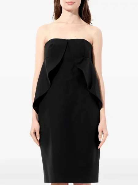 Rochie Balenciaga cu volane fără bretele negru