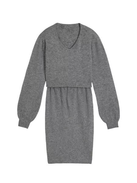 Bonprix Rochie tricotat amestecat gri