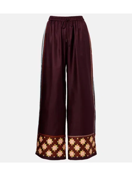 Pantaloni Alemais de mătase cu picior lat bordo
