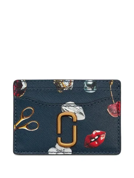 Portofel Marc Jacobs din piele cu imagine albastru