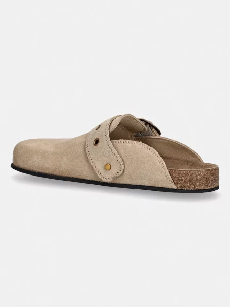 AllSaints klapki skórzane Staffa Mule beżowe
