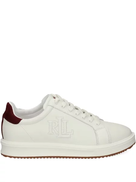 Sneakerși Lauren Ralph Lauren cu broderie din piele de căprioară alb