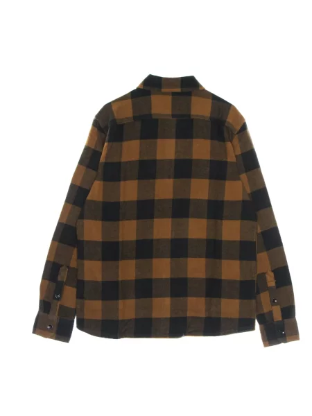 Długa koszula Dickies z długim rękawem flanelowa brązowa