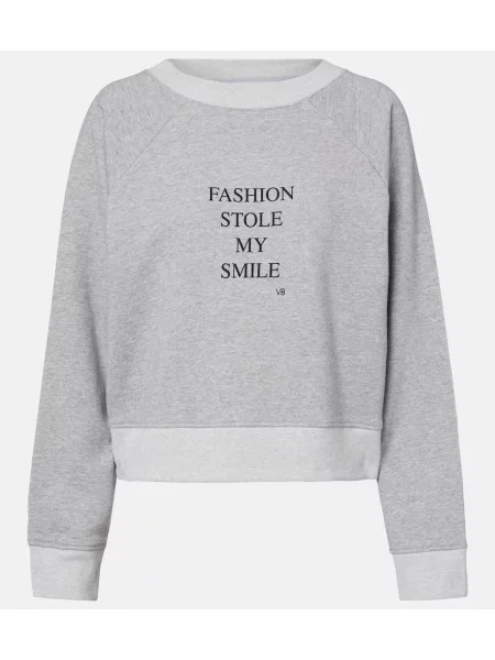 Hanorac Victoria Beckham cu imagine din jerseu gri
