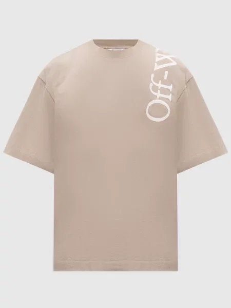 Футболка з принтом логотипа Off-white бежева