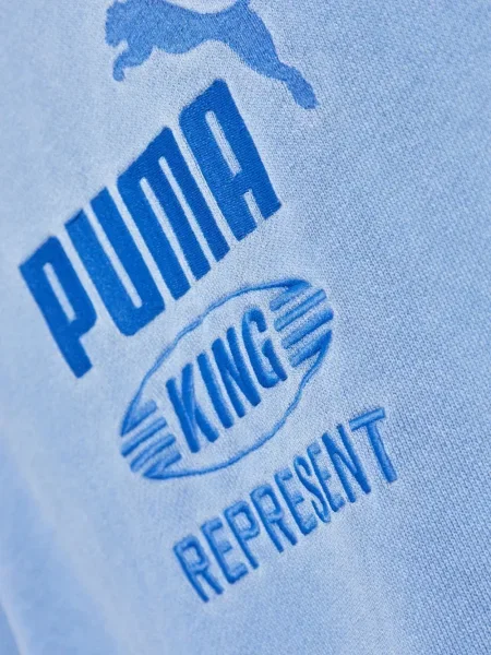 Pulover Puma cu broderie cu glugă albastru
