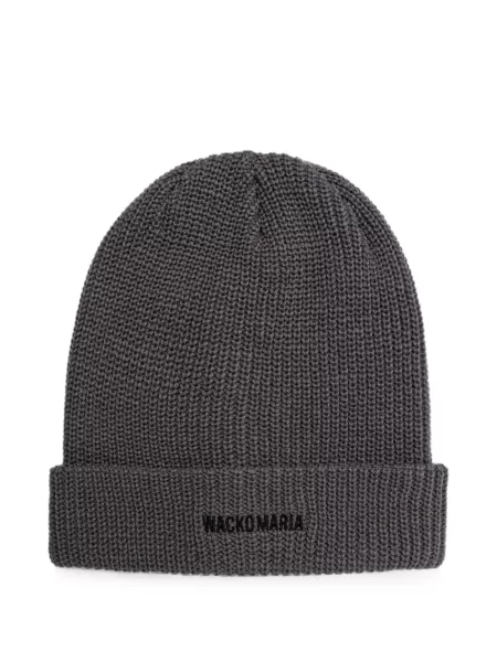 Căciulă Wacko Maria cu broderie tricotate chunky gri