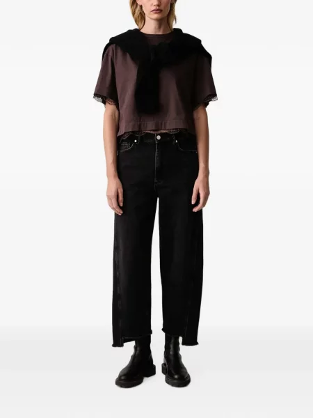 Tricou Allsaints din dantelă maro