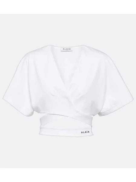 Cropp top Alaïa din jerseu alb